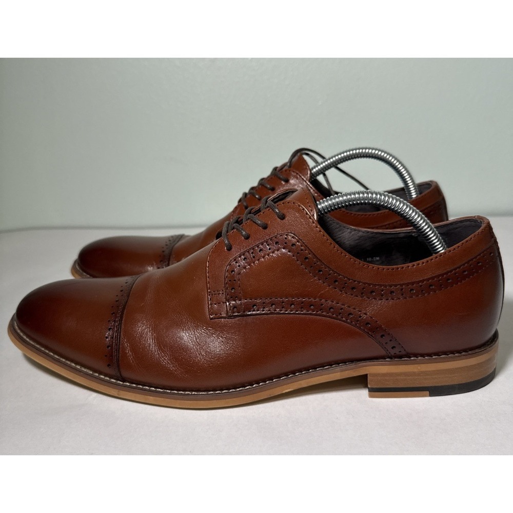 STACY‎ ADAMS Cognac Brown DICKINSON Leather SHOES Oxford Cap Toe LACE UP 10.5